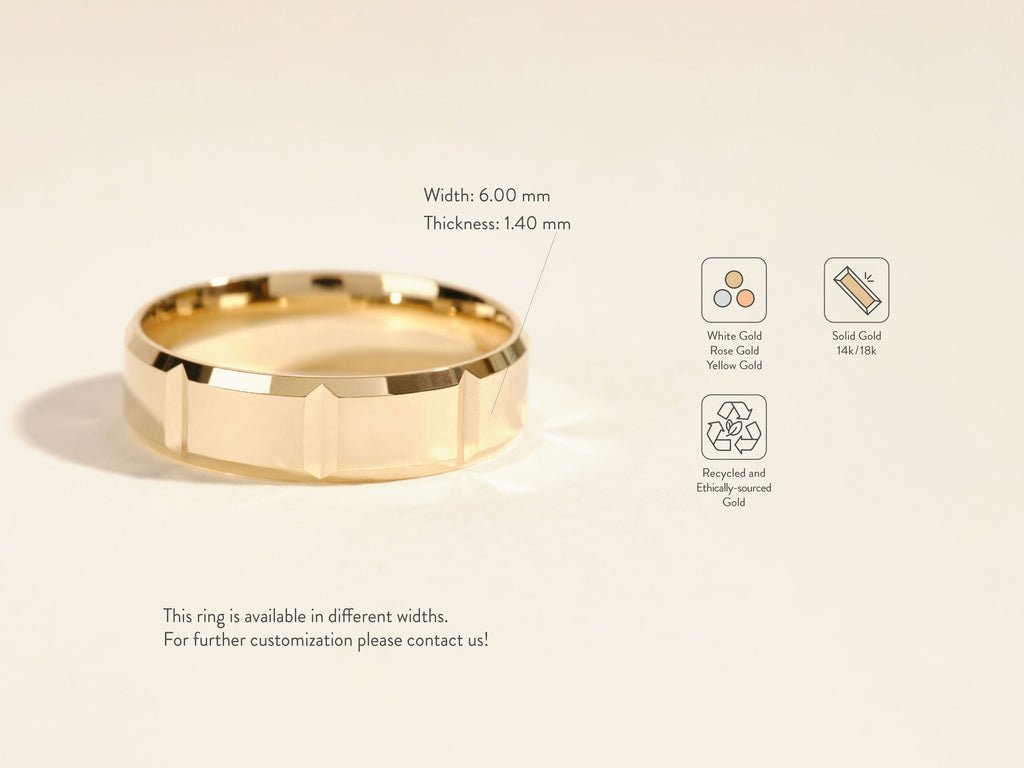 6.0mm Men's Vertical Beveled Wedding Band - Doozy Diamonds