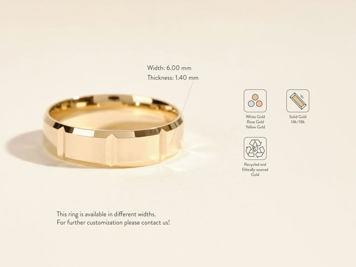6.0mm Men's Vertical Beveled Wedding Band - Doozy Diamonds