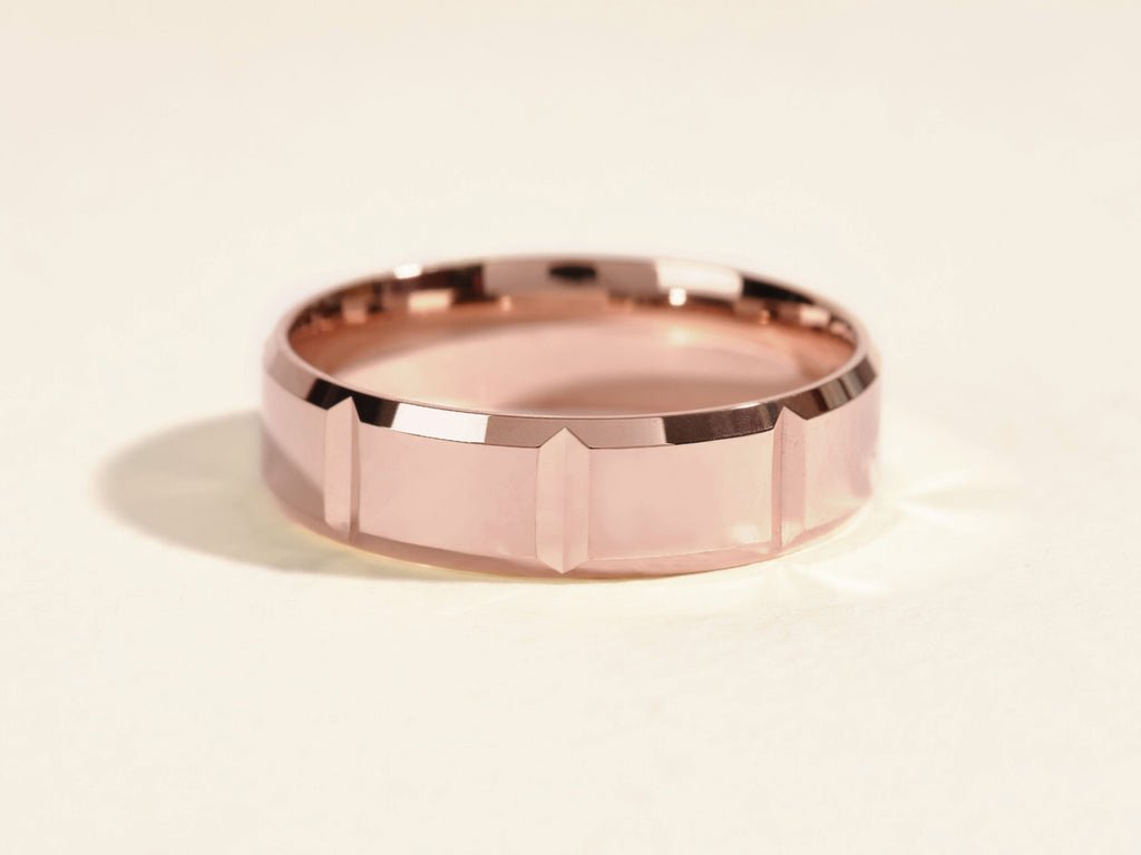 6.0mm Men's Vertical Beveled Wedding Band - Doozy Diamonds