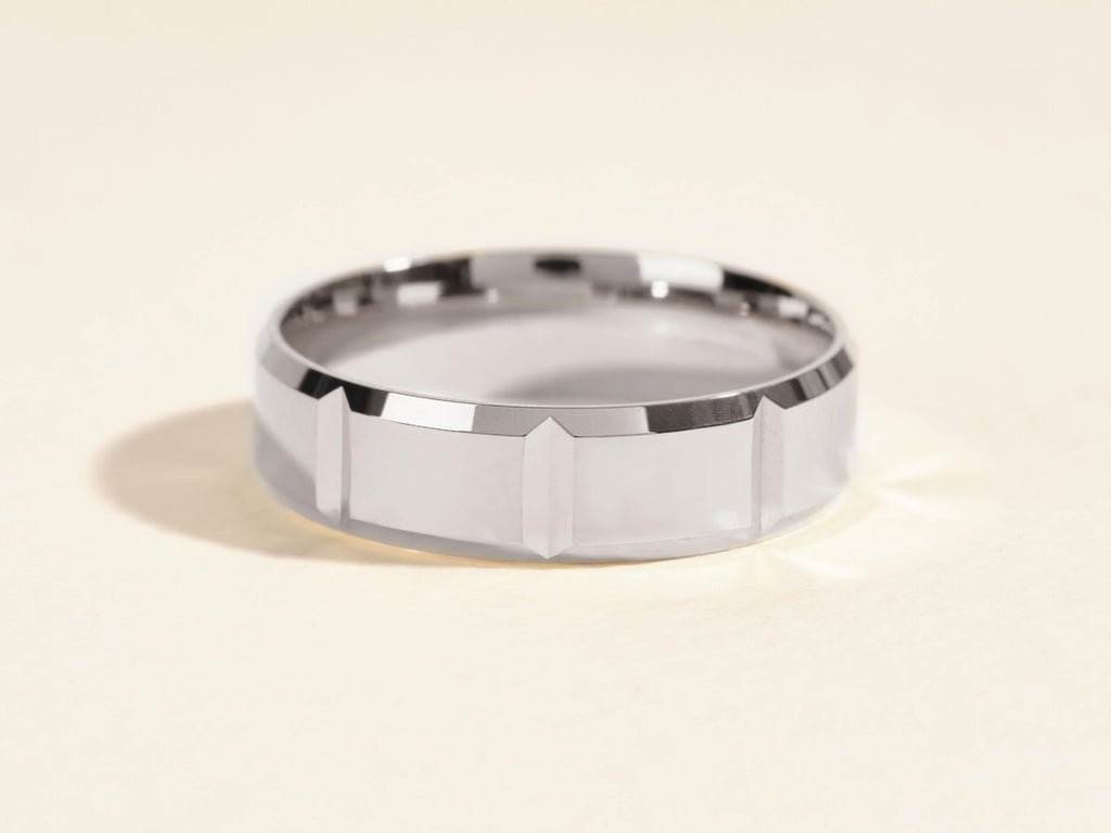 6.0mm Men's Vertical Beveled Wedding Band - Doozy Diamonds