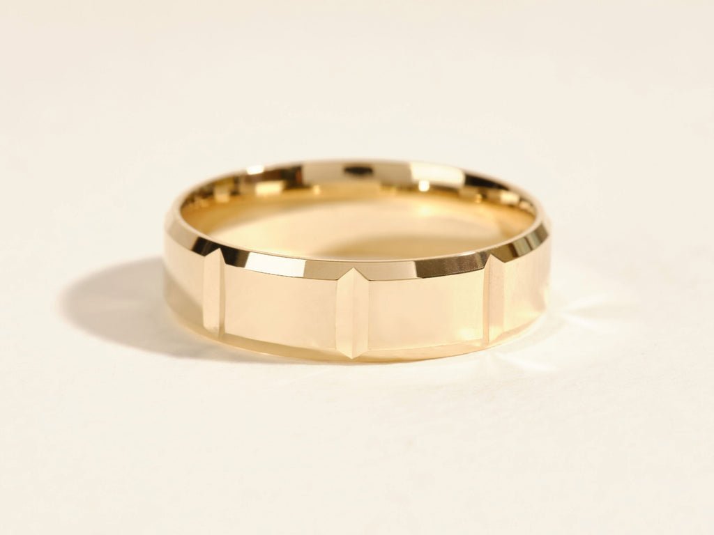 6.0mm Men's Vertical Beveled Wedding Band - Doozy Diamonds