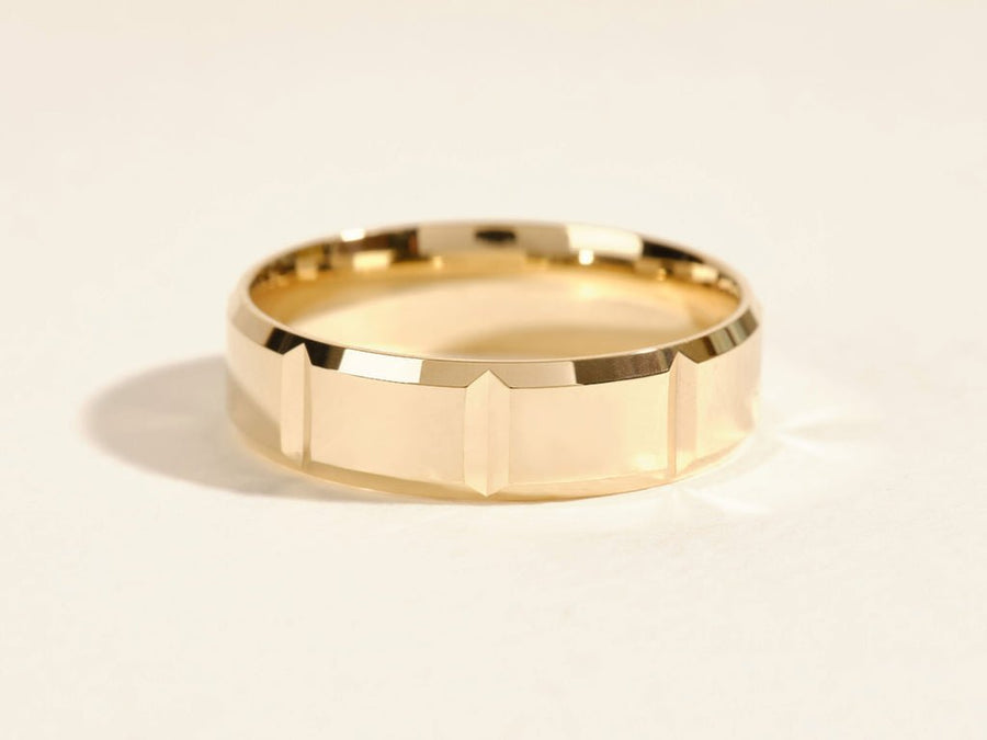 6.0mm Men's Vertical Beveled Wedding Band - Doozy Diamonds