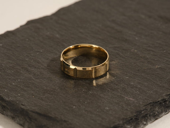 6.0mm Men's Vertical Beveled Wedding Band - Doozy Diamonds