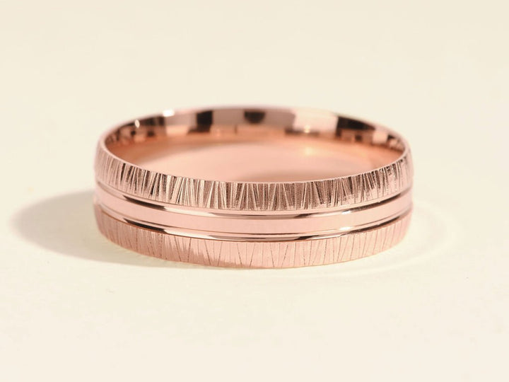 6.0mm Grooved Fancy Accents Men's Wedding Band - Doozy Diamonds