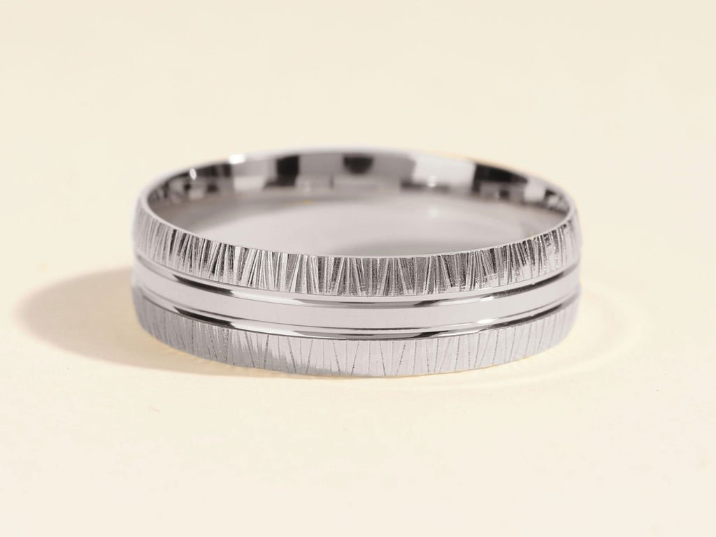6.0mm Grooved Fancy Accents Men's Wedding Band - Doozy Diamonds