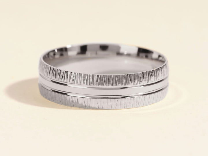 6.0mm Grooved Fancy Accents Men's Wedding Band - Doozy Diamonds
