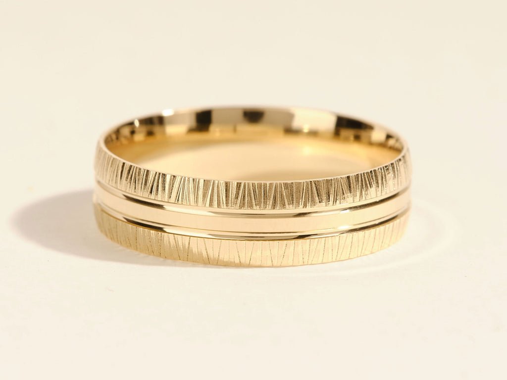 6.0mm Grooved Fancy Accents Men's Wedding Band - Doozy Diamonds