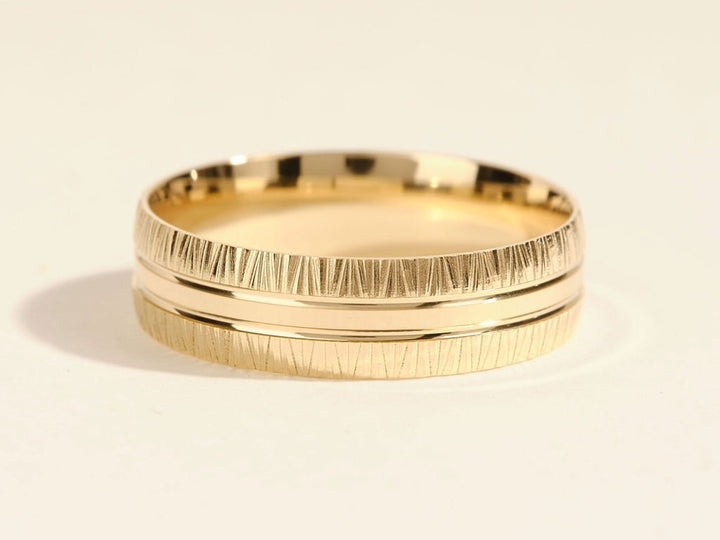 6.0mm Grooved Fancy Accents Men's Wedding Band - Doozy Diamonds