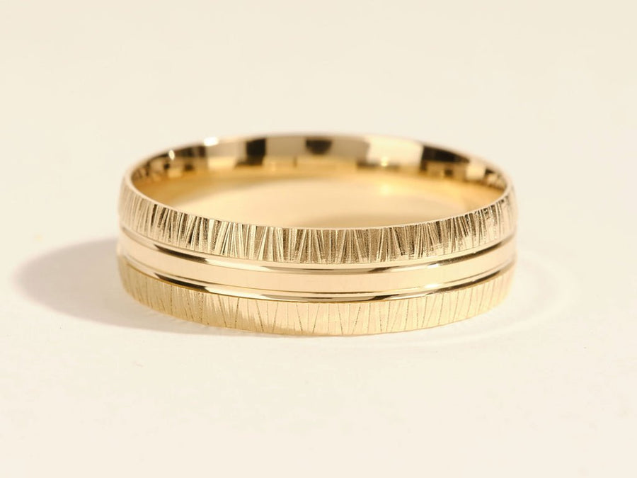 6.0mm Grooved Fancy Accents Men's Wedding Band - Doozy Diamonds