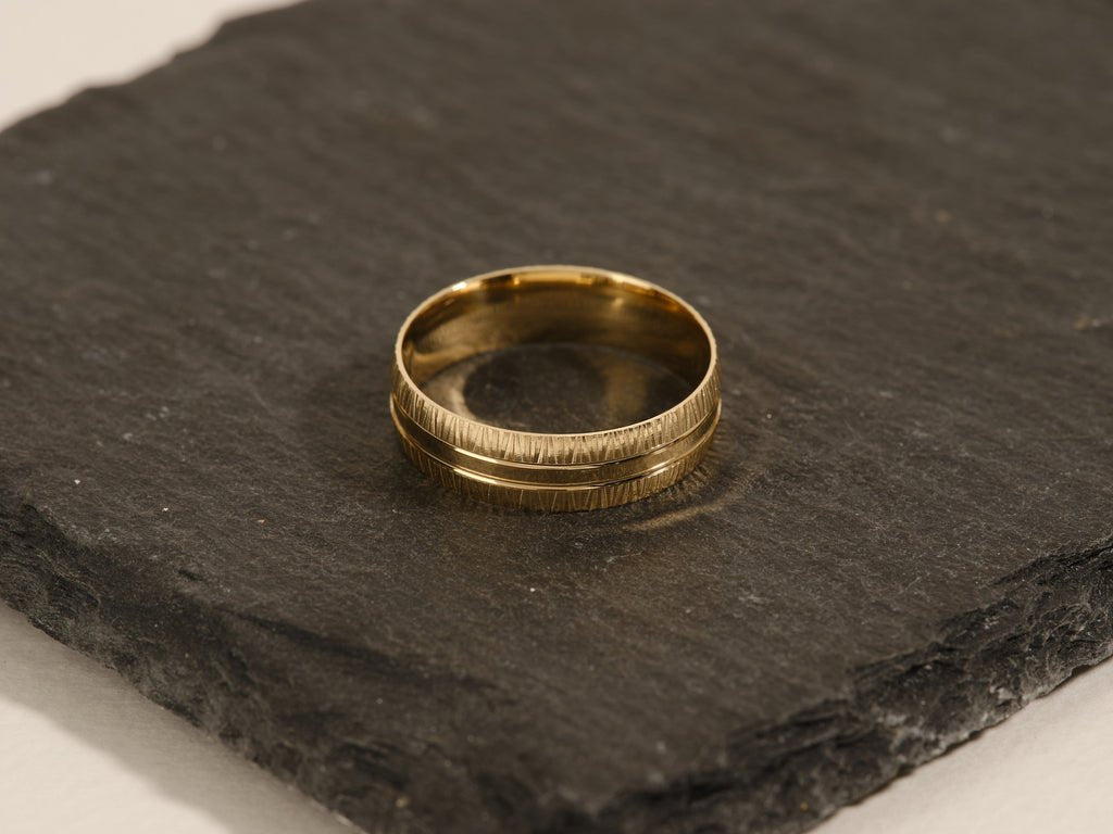 6.0mm Grooved Fancy Accents Men's Wedding Band - Doozy Diamonds