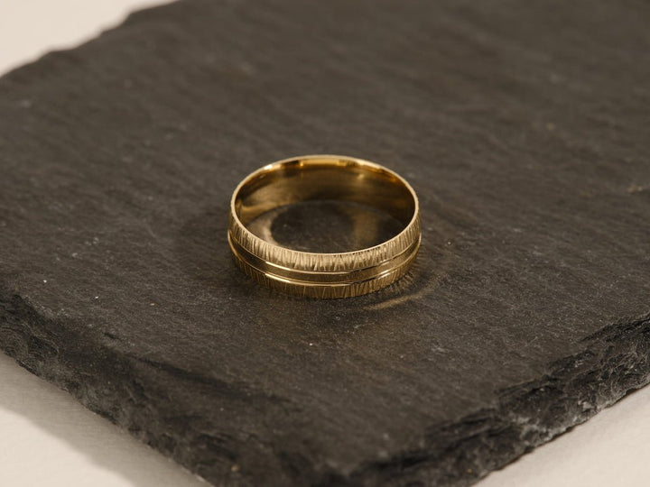 6.0mm Grooved Fancy Accents Men's Wedding Band - Doozy Diamonds