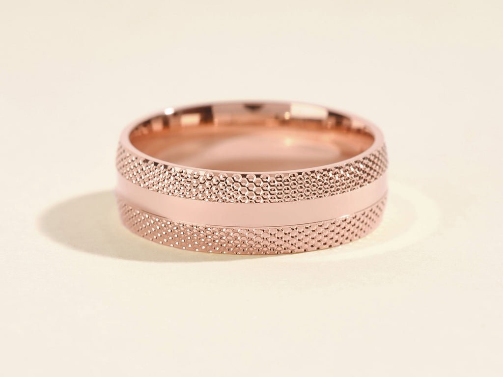 7.0mm Mid - Beveled Classic Accents Men's Wedding Band - Doozy Diamonds