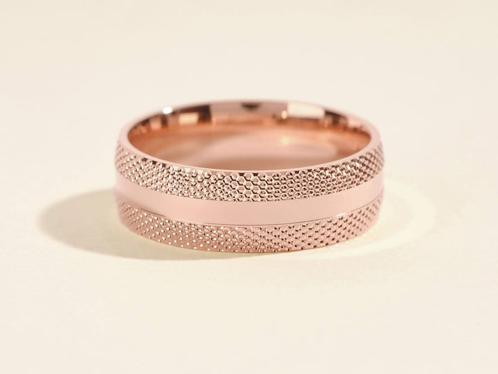 7.0mm Mid - Beveled Classic Accents Men's Wedding Band - Doozy Diamonds