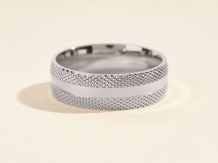 7.0mm Mid - Beveled Classic Accents Men's Wedding Band - Doozy Diamonds