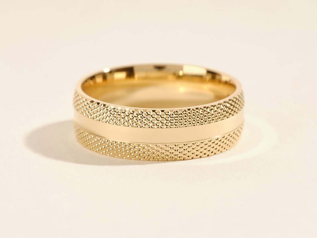 7.0mm Mid - Beveled Classic Accents Men's Wedding Band - Doozy Diamonds