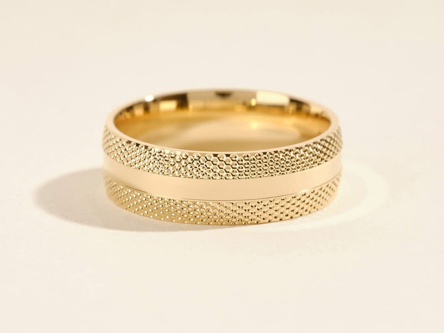 7.0mm Mid - Beveled Classic Accents Men's Wedding Band - Doozy Diamonds