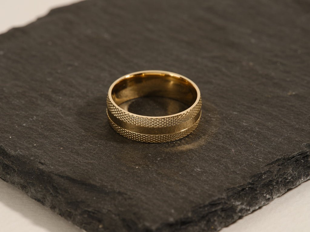 7.0mm Mid - Beveled Classic Accents Men's Wedding Band - Doozy Diamonds