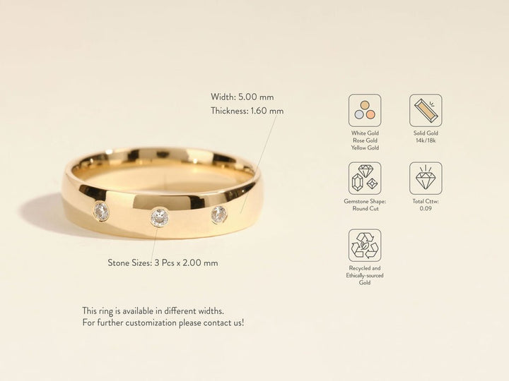 5mm Flush Lab Grown Round Men's Wedding Band Anniversary Gift - Doozy Diamonds