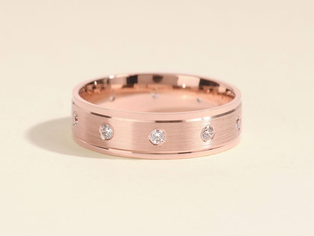 0.30CT Round Cut Ten - Stone Eternity Lab Grown Diamond Drop Brushed Men's Wedding Band - Doozy Diamonds