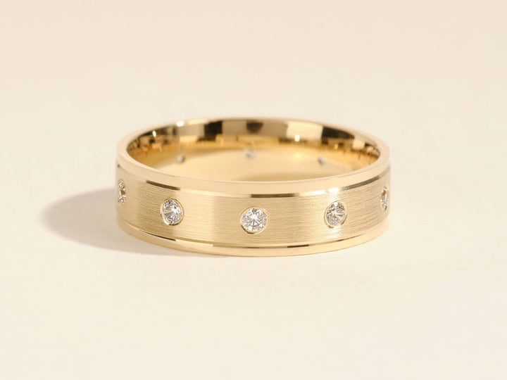 0.30CT Round Cut Ten - Stone Eternity Lab Grown Diamond Drop Brushed Men's Wedding Band - Doozy Diamonds
