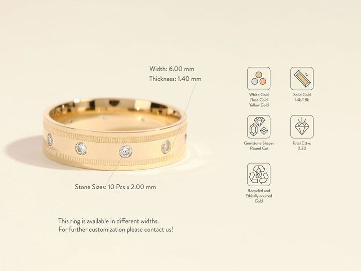 0.30CT Round Cut Ten - Stone Lab Grown Diamond Men's Wedding Band - Doozy Diamonds