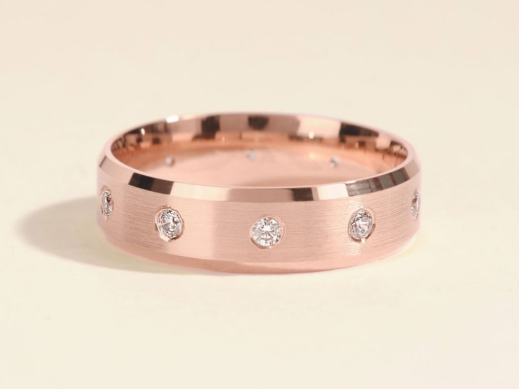 0.30CT Round Cut Ten - Stone Lab Grown Diamond Matte Brushed Men's Wedding Band - Doozy Diamonds