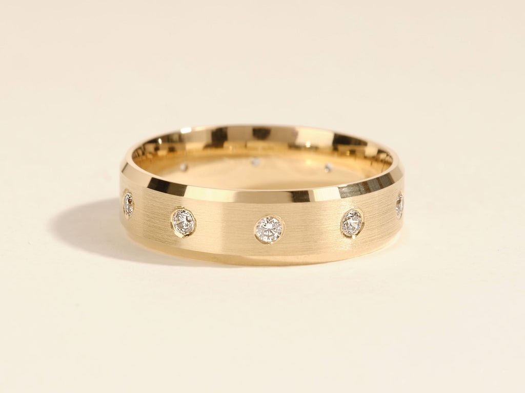 0.30CT Round Cut Ten - Stone Lab Grown Diamond Matte Brushed Men's Wedding Band - Doozy Diamonds