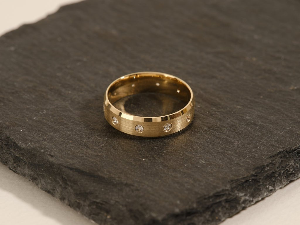 0.30CT Round Cut Ten - Stone Lab Grown Diamond Matte Brushed Men's Wedding Band - Doozy Diamonds