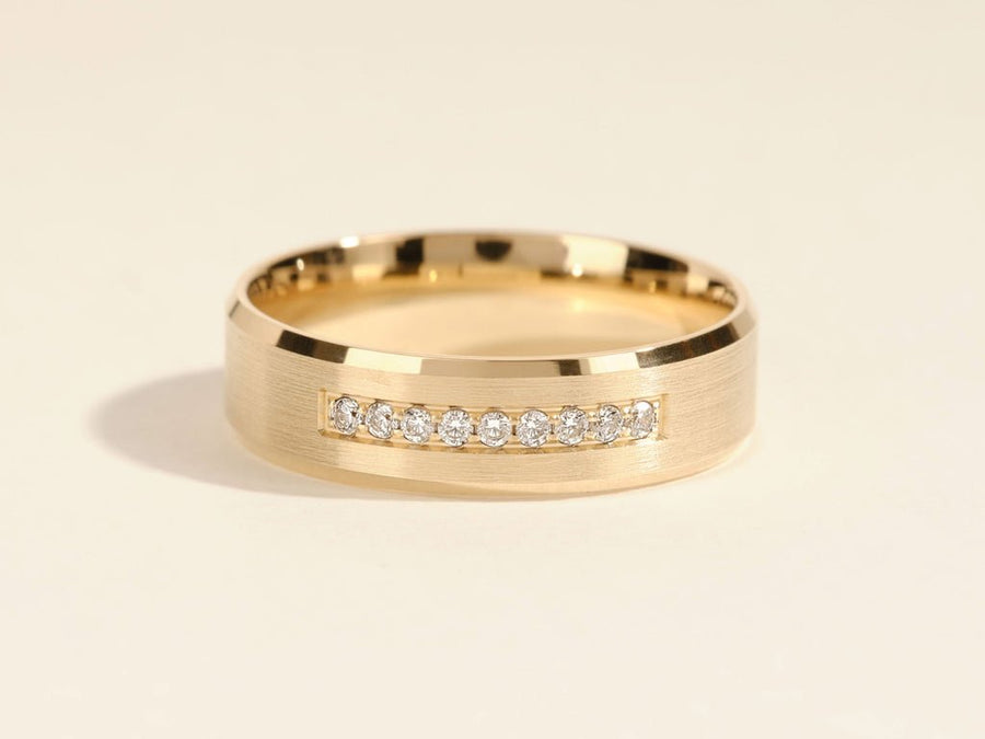0.14CT Round Cut Nine - Stone Lab Grown Diamond Men's Wedding Band - Doozy Diamonds