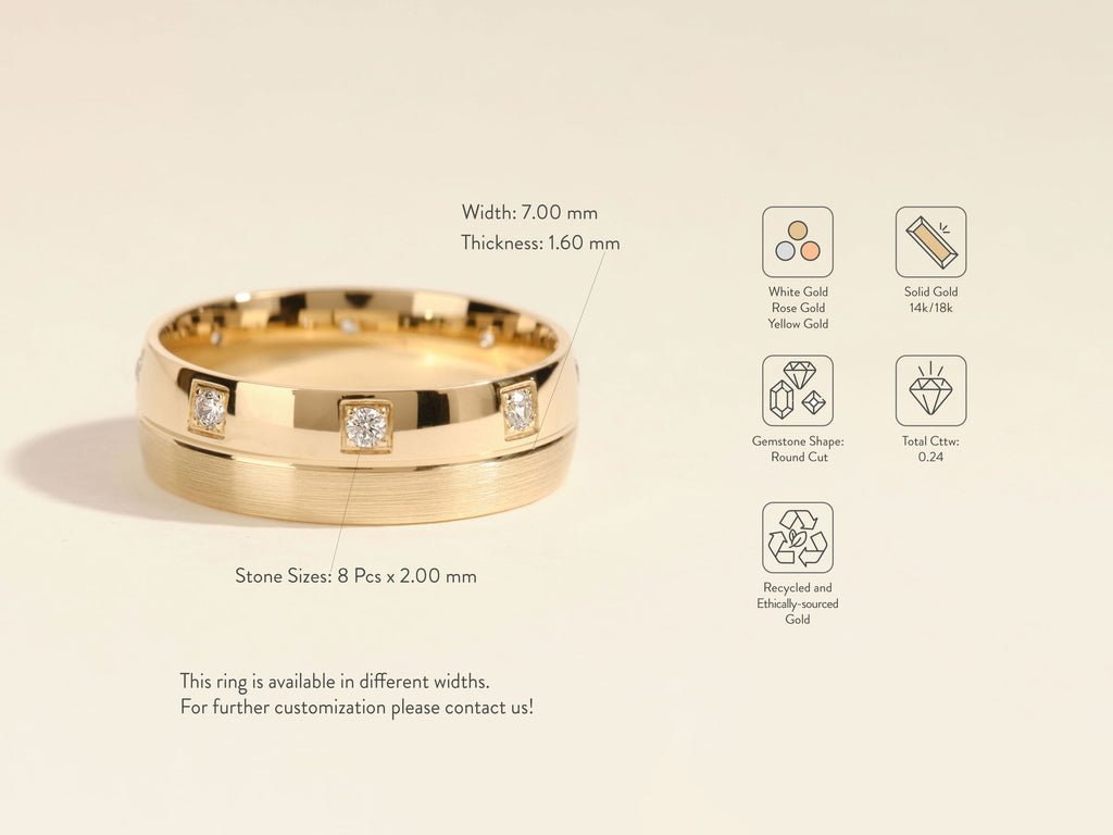 0.24CT Eight Stone Men's Diamond Wedding Band - Doozy Diamonds