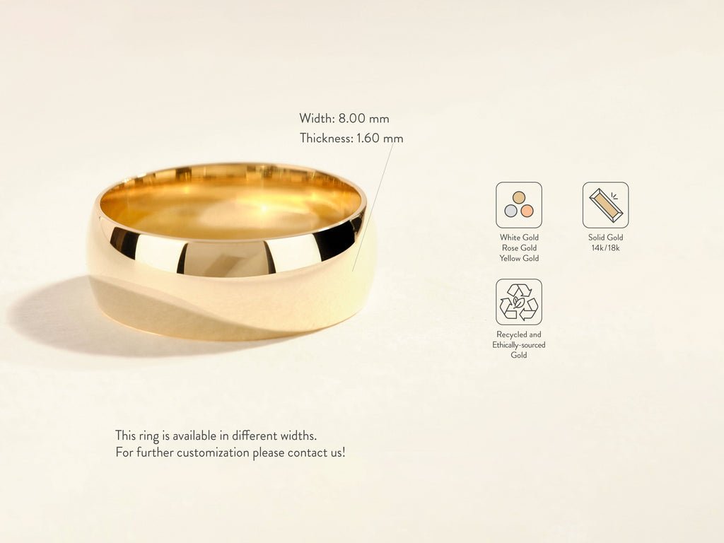 8mm Classic Dome Polished Men's Wedding Band - Doozy Diamonds