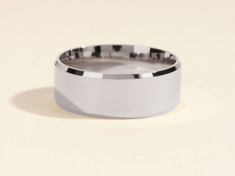 8mm Polished Beveled Edge Men's Wedding Band - Doozy Diamonds