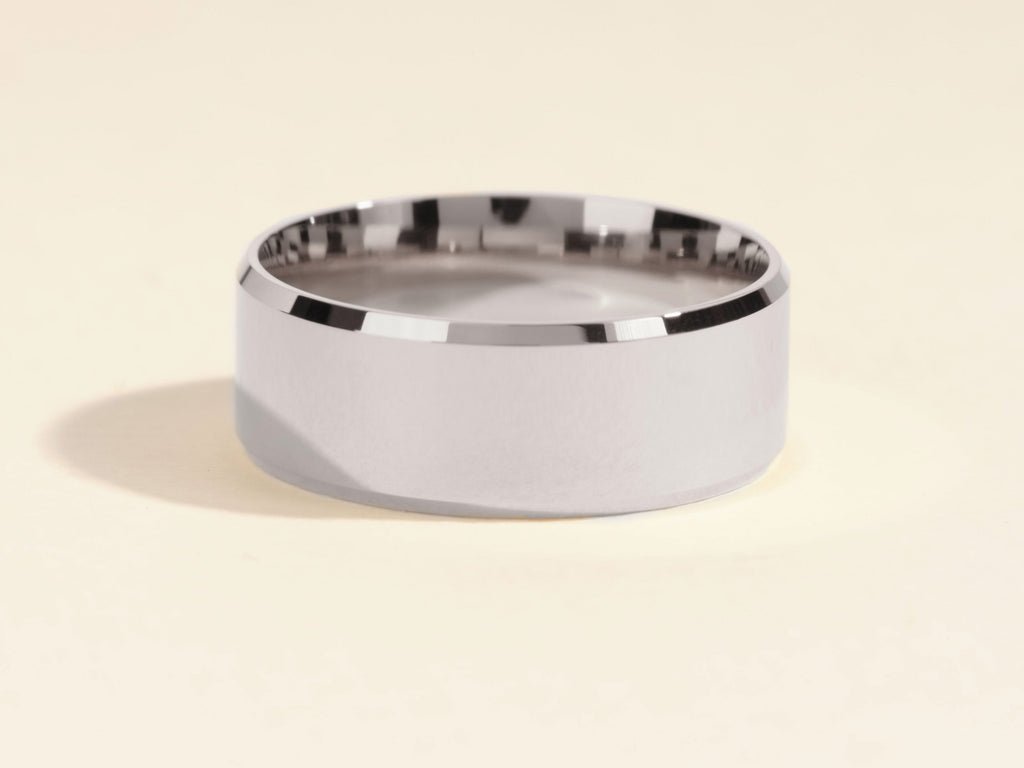 8mm Polished Beveled Edge Men's Wedding Band - Doozy Diamonds