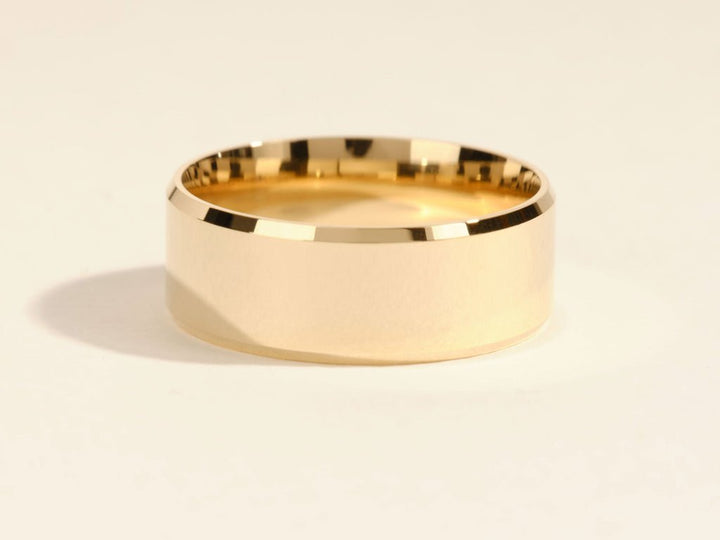 8mm Polished Beveled Edge Men's Wedding Band - Doozy Diamonds