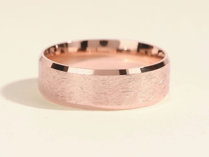 7mm Ice Matte Brushed Beveled Edge Men's Wedding Band - Doozy Diamonds