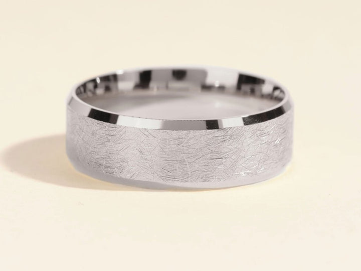 7mm Ice Matte Brushed Beveled Edge Men's Wedding Band - Doozy Diamonds
