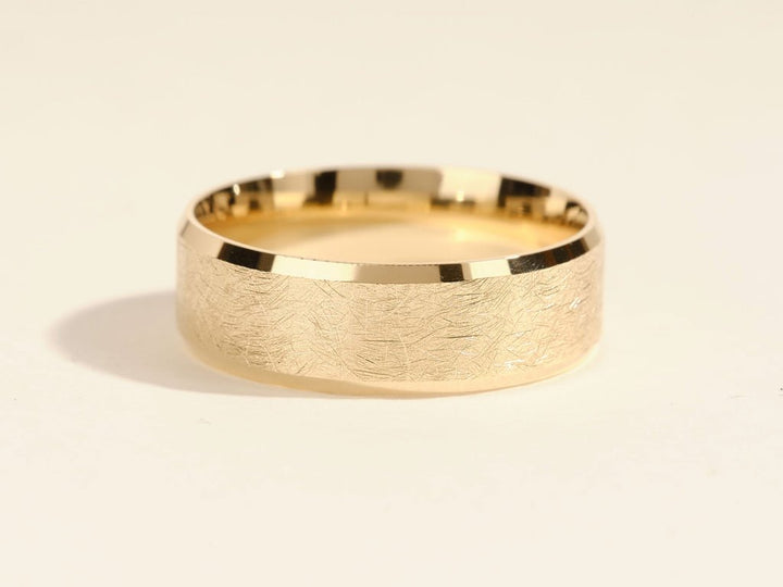 7mm Ice Matte Brushed Beveled Edge Men's Wedding Band - Doozy Diamonds