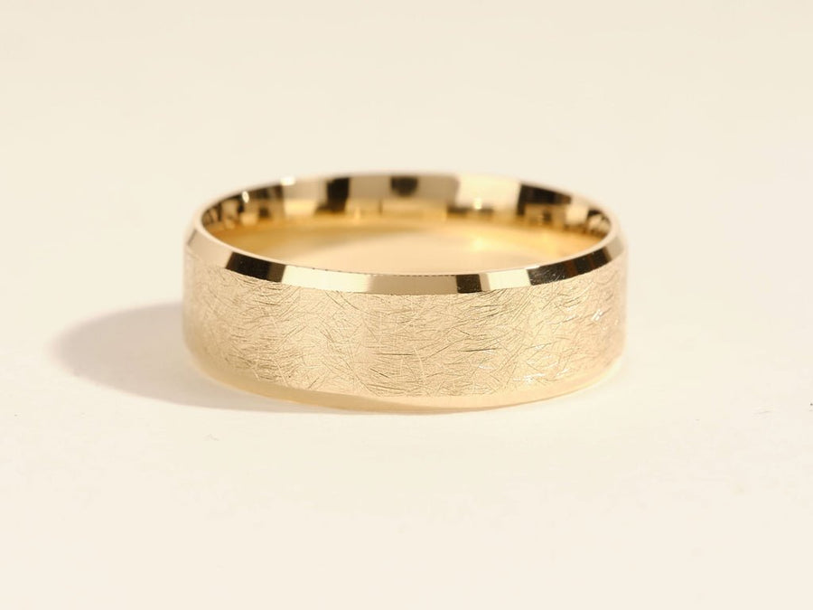 7mm Ice Matte Brushed Beveled Edge Men's Wedding Band - Doozy Diamonds