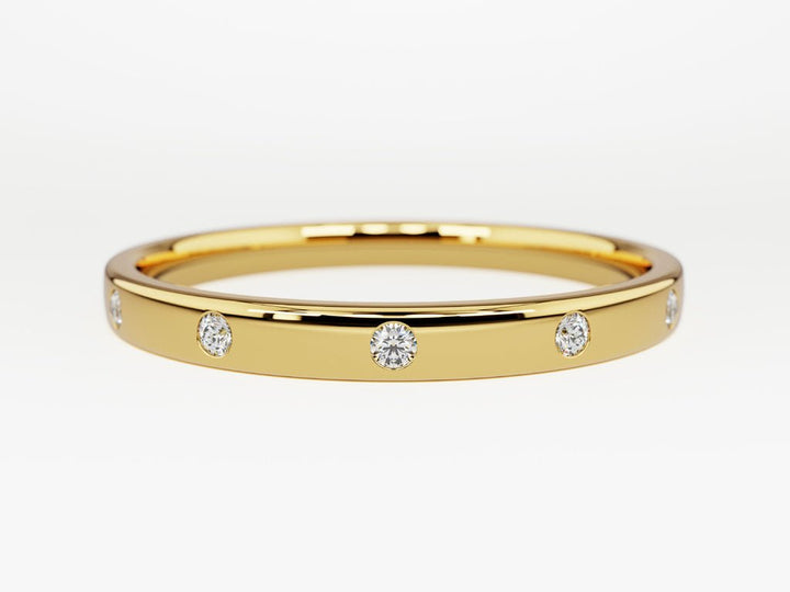 Round round diamond wedding band front view