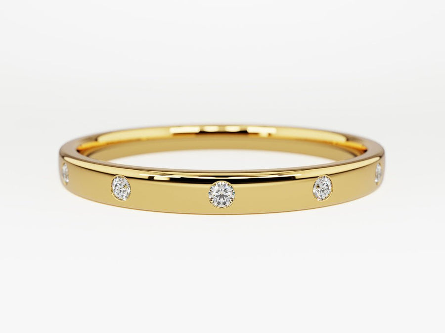 Round round diamond wedding band front view