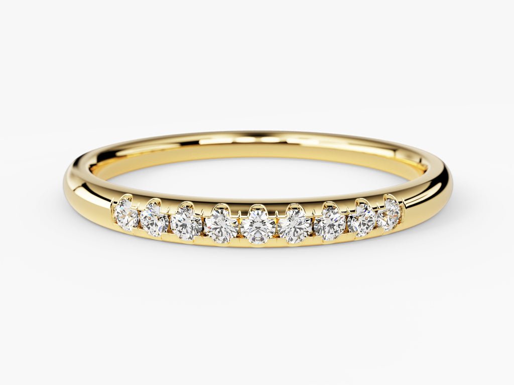 Round round diamond wedding band front view