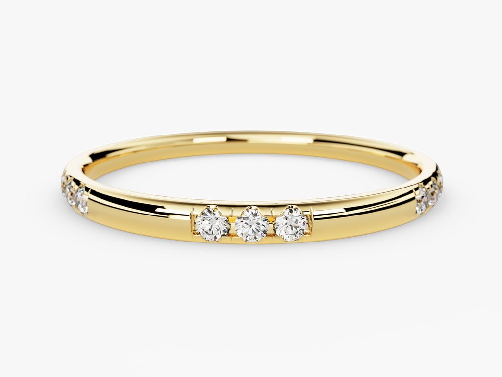 Round round diamond wedding band front view