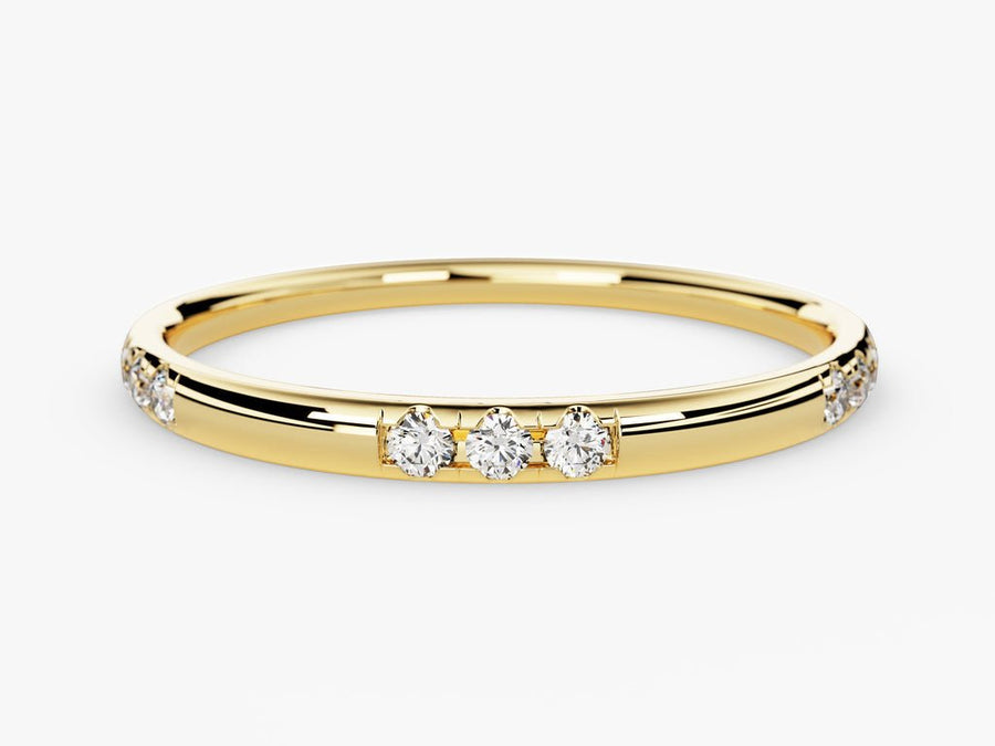Round round diamond wedding band front view