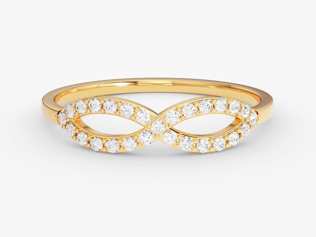 Round round diamond wedding band front view