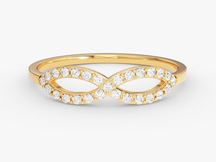 Round round diamond wedding band front view