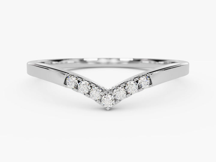 Round diamond band stacked with engagement ring