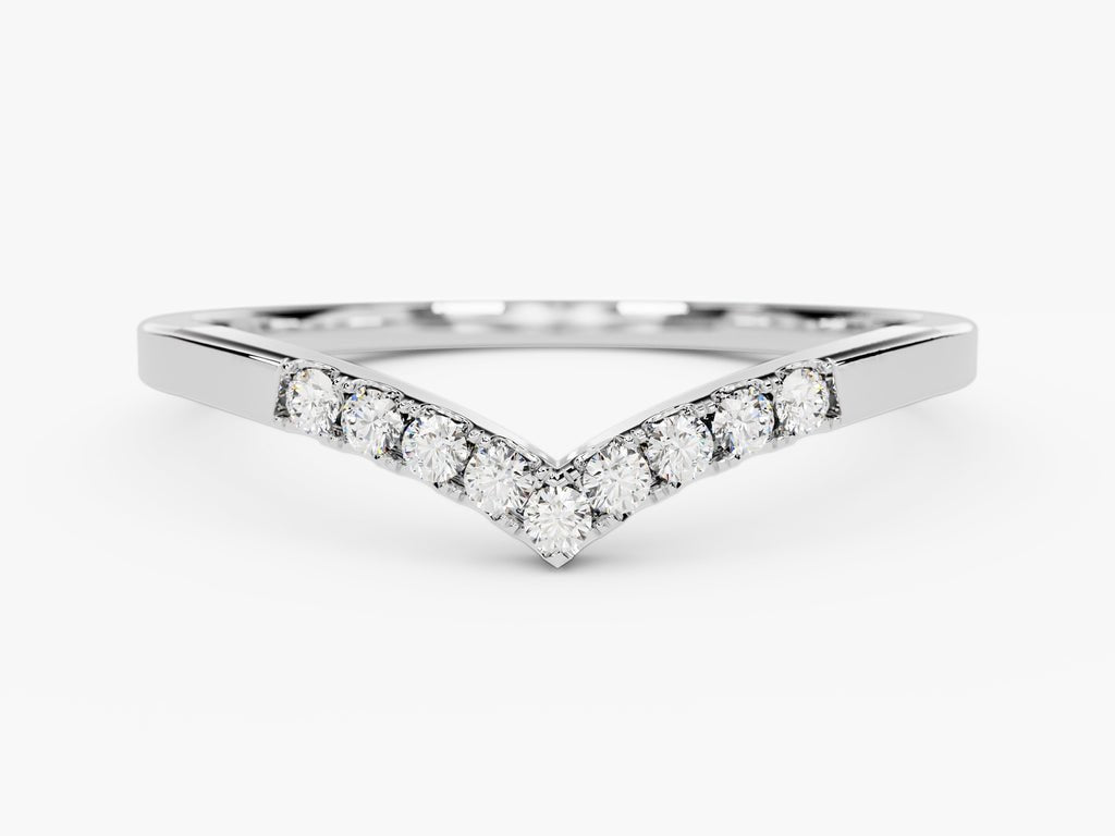 Round diamond band stacked with engagement ring