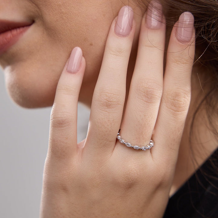 Marquise FG - VS2 Lab Grown Diamond Floating Wedding Band - Doozy Diamonds