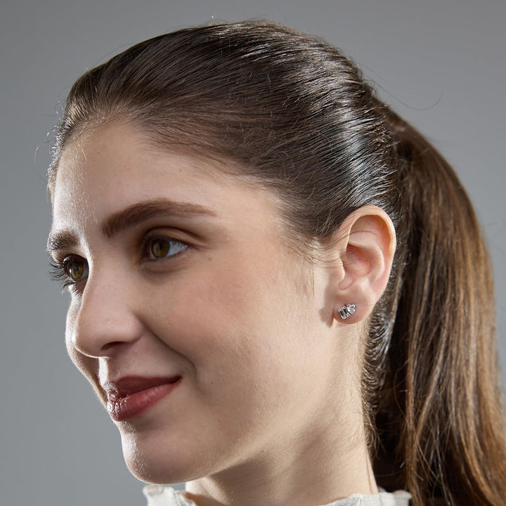 Heart & Emerald FG - VS2 Lab - Grown Diamond Two Stone Stud Earrings - Doozy Diamonds