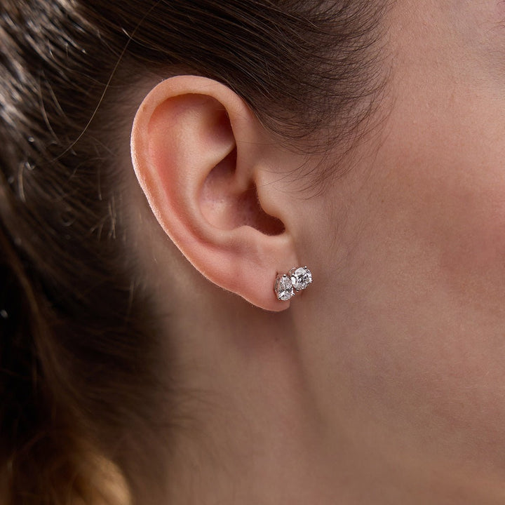 Pear & Round FG - VS2 Lab - Grown Diamond Two Stone Stud Earrings - Doozy Diamonds